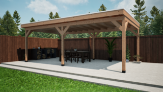 Douglas overkapping met overstek 400x700cm Verando